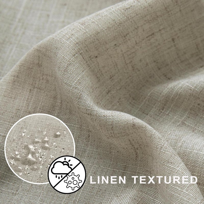 KOUFALL Linen Shower Curains 72x90 Inch Length for Bathroom,Extra Long Curtain Liner Set with Hooks,Tan Beige - Image 2
